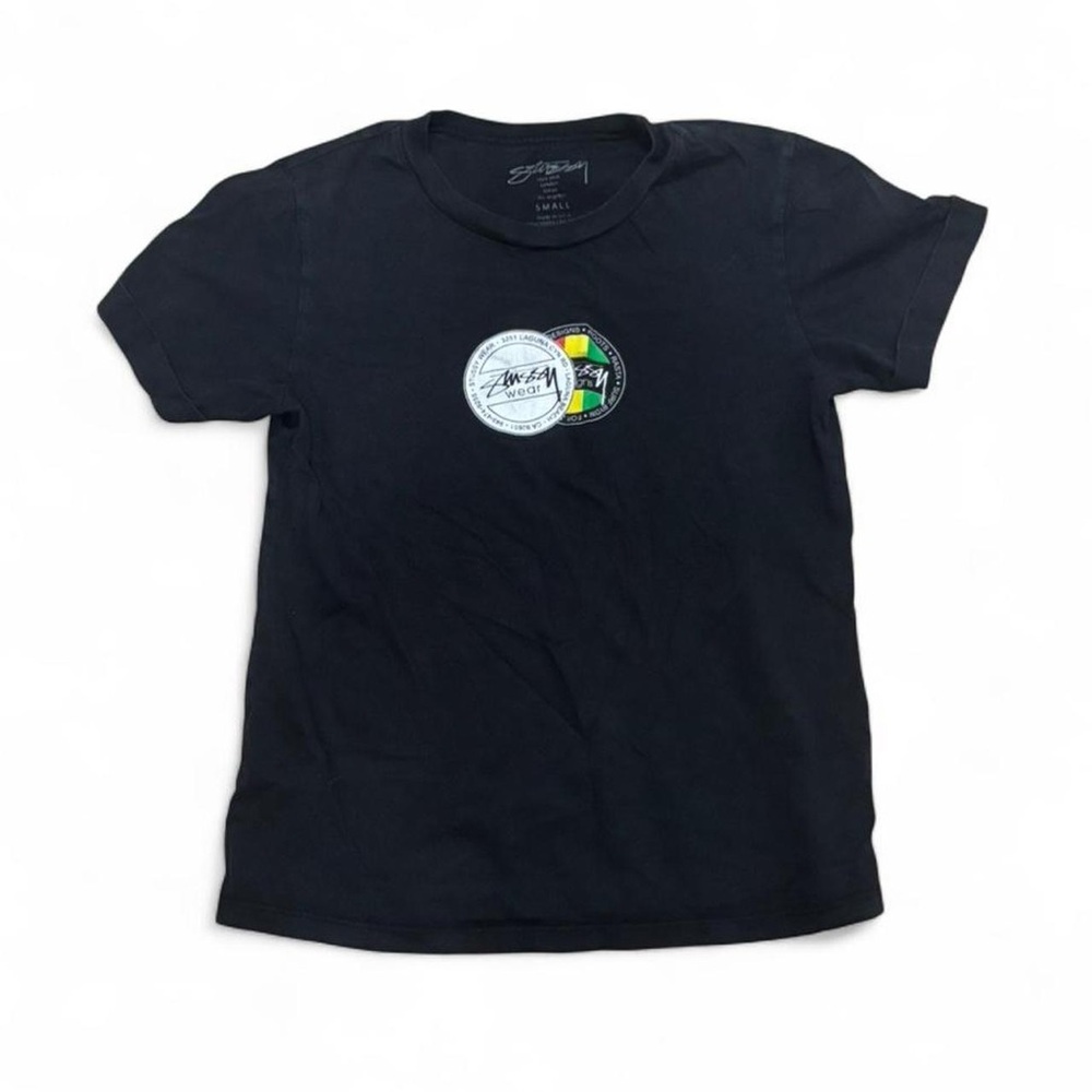 Vintage Stussy Womens Black Logo Graphic Tee